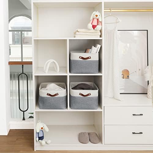 OrganiHaus 16x12.5in Storage Baskets, 3 Pack - Fabric Bins for Shelves