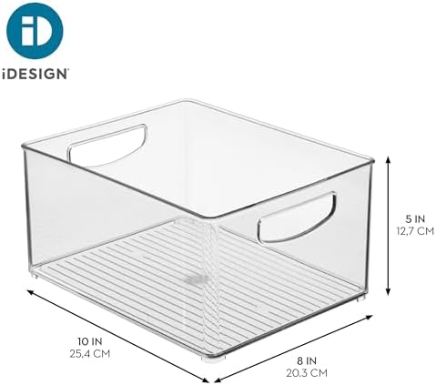 iDesign Stackable Clear Plastic Bin with Handles, 2-Pack