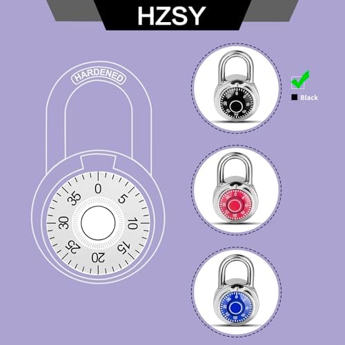 Combination Padlock 24 Pack, Black Dial with Preset 3-Digit Code