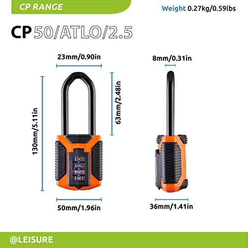 Squire Heavy Duty Combination Padlock | Long Shackle | CP50ATLO/2.5 | All Ter...