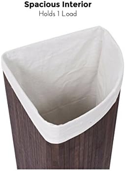 BirdRock Home Corner Laundry Hamper with Lid and Cloth Liner | Bamboo | Espre...