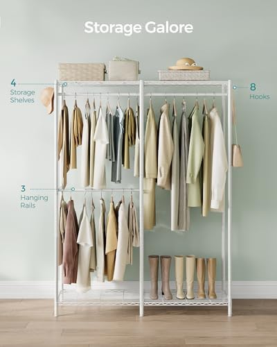 SONGMICS Closet Organizers and Storage, Clothes Rack with Shelves