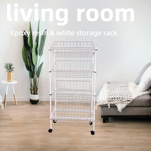 NSF white 4-layer storage rack, kitchen basket rack, vegetable tableware sort...