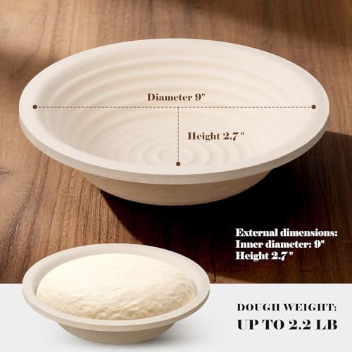 9" Round & 10" Oval Wood Pulp Banneton Bread Proofing Basket Se...