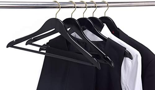 Quality Black Wooden Hangers - Slightly Curved Hanger Set of 20-Pack - Solid ...