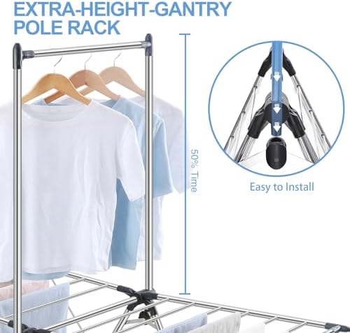 APEXCHASER Clothes Drying Rack, Foldable 2-Level Drying Racks with High Hange...