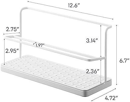 YAMAZAKI Home Two-Tier Bottle Drying Rack with Drainage Tray Stand, White