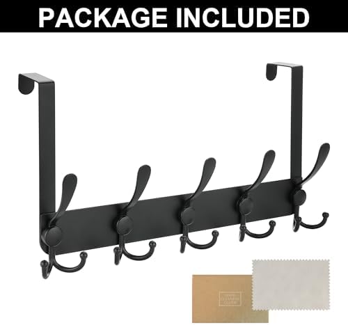 No Drill, No Installation Over The Door Coat Rack with 15 Hooks - Door Hanger...