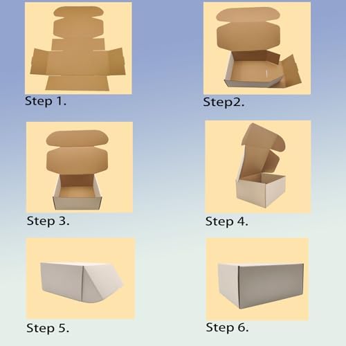 10x10x2 inch Shipping Boxes Set of 25, White Corrugated Cardboard Mailers