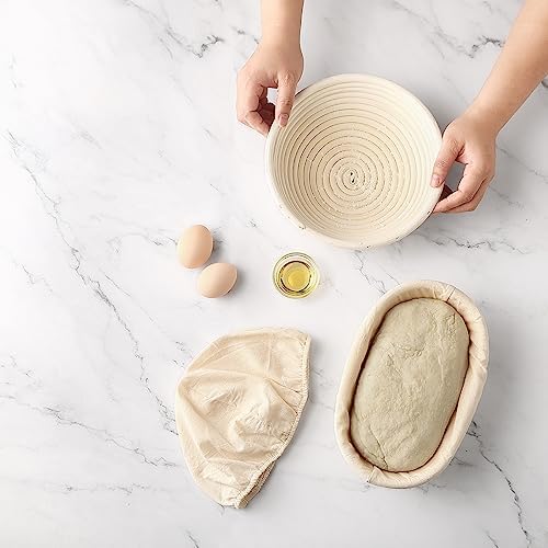 Saint Germain Bakery Premium Round Bread Banneton Basket with Liner - Perfect...
