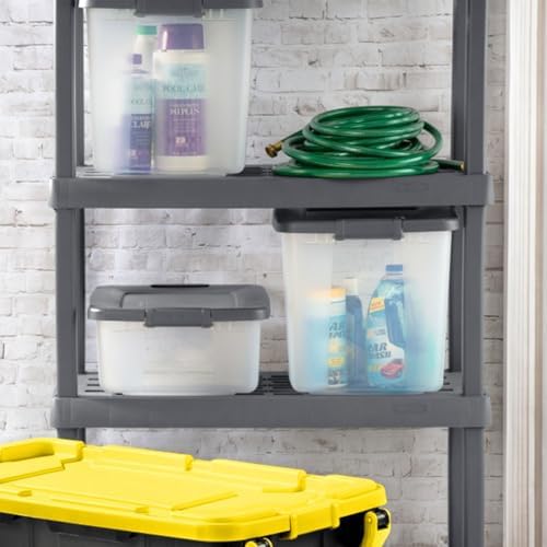 Sterilite 25 Qt ShelfTote, Stackable Storage Bin with Latching Lid, Plastic C...