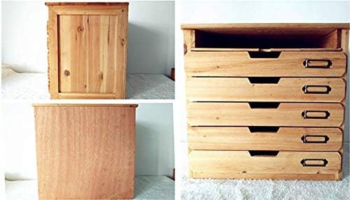 5 Flat Drawer Organizer for Home or Office Desk - Wooden Chest of Drawers - F...