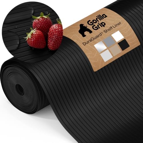 GORILLA GRIP Shelf Liner, Non-Adhesive Cabinet Liners, 20"x20' Jet B...