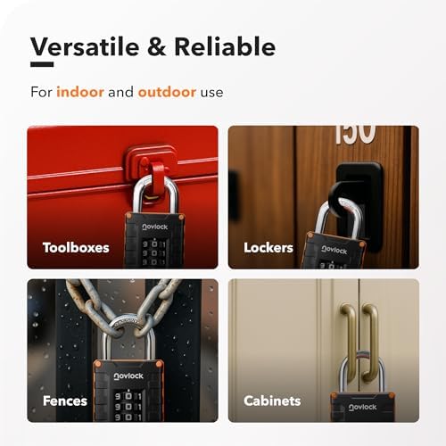 Gym Locker Lock, Indoor & Outdoor 4-Digit Combination Padlock