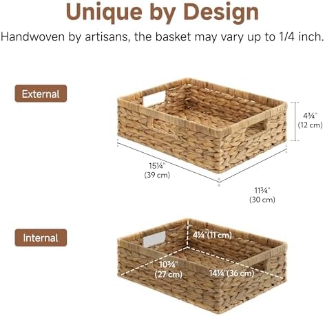 StorageWorks Wicker Storage Baskets for Shelves, Pantry Baskets, 1-Pack