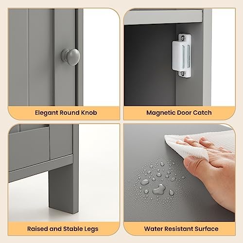 Tangkula Bathroom Storage Cabinet, Freestanding Wooden Single Door Side Floor...