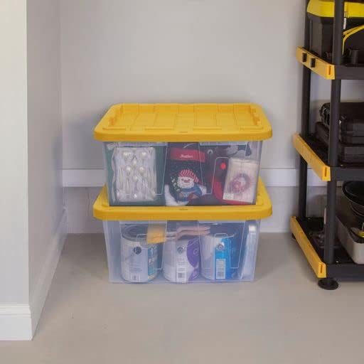 CX 27-Gallon Heavy Duty Clear Stackable Storage Bins with Lids, 2 Pack Clear/...