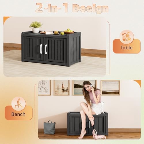 KAMABOKO Outdoor Shoe Storage Cabinet, Waterproof UV-Resistant Entryway Stora...