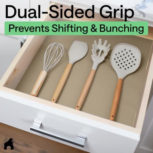 GORILLA GRIP Shelf Liner, Kitchen Drawer Protector, 12x240 Beige