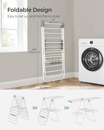SONGMICS Clothes Drying Rack, Foldable 2-Level Stee Laundry Drying Rack