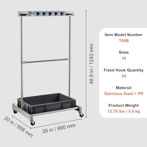 VEVOR Garden Tool Organizer, 10 Slots with Hooks, Yard Tool Tower Rack with W...