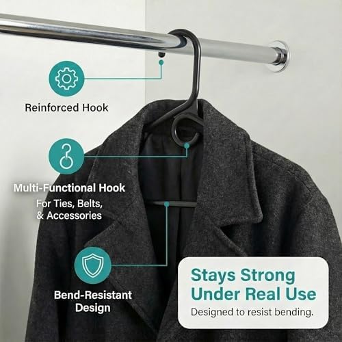 DEILSY™ Heavy Duty Plastic Hangers 30 Pack Thick Black Heavy Duty Hangers