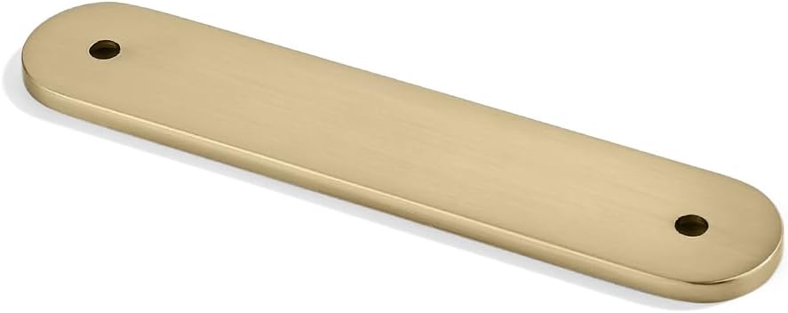 3in (76mm) Oval Cabinet Pull with Backplate, Brushed Brass 10 Pack