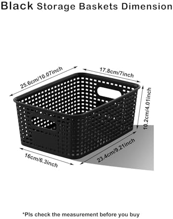 Black Plastic Storage Basket for Organizing 12 Pack Small Storage Bins Contai...