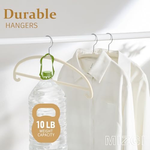 MIZGI 50 Pack Ivory Velvet Hangers - No Shoulder Bumps, Heavy Duty Non-Slip C...