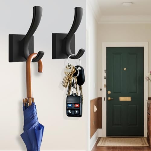 TOFIIGREM Black Wall Hooks Coat Hook, Towel Hooks Robe Hook for Bathroom, Ent...