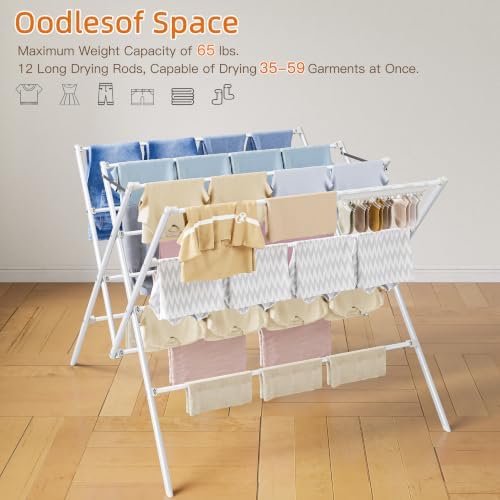 Drying Rack Clothing,35.4in Long Drying Poles Large Clothes Drying Rack