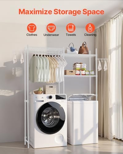VEVOR Over the Washer and Dryer Storage Shelf, 5 Tier Laundry Room Drying Rac...