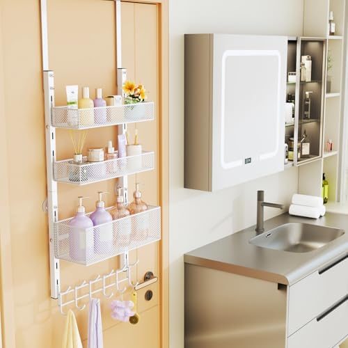 Consumest Over The Door Hooks Organizer - 4 Tier Door Coat Rack with 3 Basket...