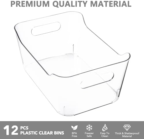 Tiawudi 12 Pack Plastic Storage Bins, Multi-Use Organizer Bins, Pantry Organi...