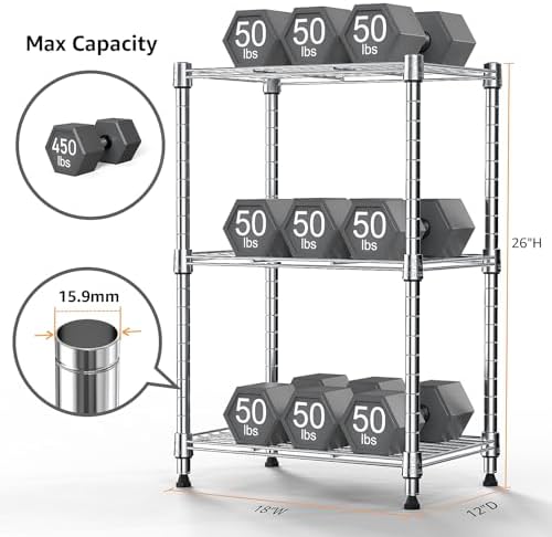 M MZG 2 PCS Wire Storage Shelving, 3-Tier（(11.8" D x 17.7" W x 26.3...