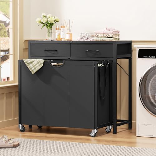 Laundry Sorter, Rolling Laundry Hamper with 3 Section Pull-Out Bags, Laundry ...