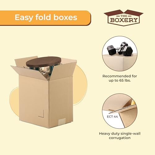 The Boxery 16 x 12 x 10" Heavy Duty ECT44 Cardboard Boxes, 25 Pack