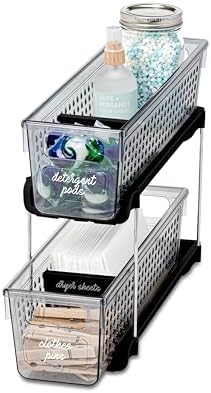 Madesmart Mini 2-Tier Plastic Multipurpose Organizer with Divided Slide-Out S...