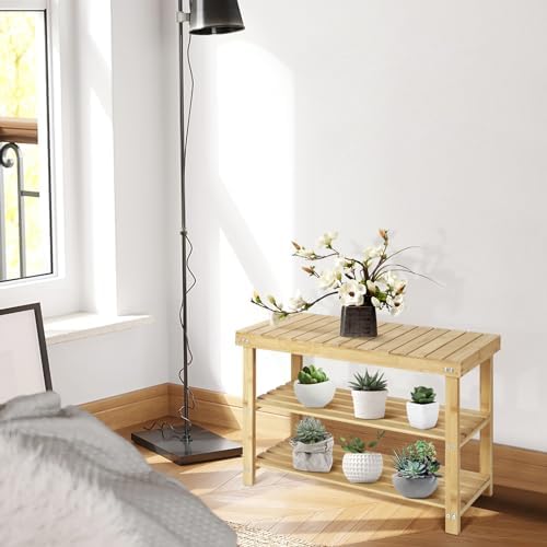 ACEHOME Shoe Rack Bench, 3 Tier Shoe Organizer for Entryway Storage, Big Wood...