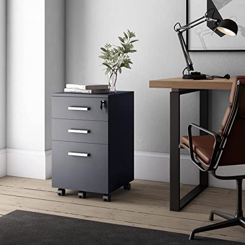 Modern Designs Lazio Black File Cabinet, Filing Cabinets for Home Office, Dra...