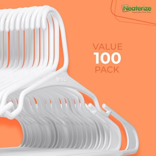 NEATERIZE Clothes Hangers Plastic 100 Pack for Adults - Plastic Hangers, The ...