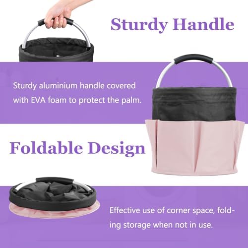 2Pcs 17L Shower Caddy with 6 Pockets, Portable Cleaning Caddy in 600D Oxford ...