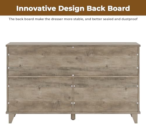 Hasuit Farmhouse 6 Drawer Dresser for Bedroom, Retro Chest of Drawers with Sl...