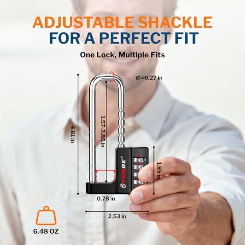 FORGE 2 Pack Combination Lock with Adjustable Shackle (1.57"-3.85")...