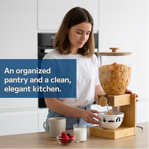 Bamboo Dispenser 3.5Liters (118 fl Oz) , Cereal Dispenser, Storage Container,...