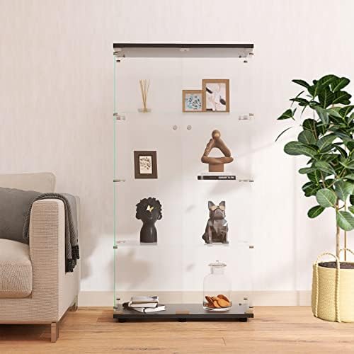 Modern 4-Tier Shelf Glass Curio Collection Display Case Cabinet with 2 Door i...