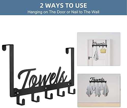 Azmoncy Over The Door Hooks, Towel Rack Towel Hooks for Bathroom, Towel Holde...