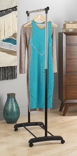 Whitmor Adjustable Garment Rack with Wheels, Rolling Clothes Rack for Hanging...