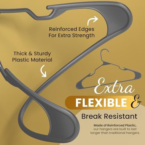 Our Modern Space 100 Pack Plastic Hanger for Shirt Pants Coats Dresses Skirts...