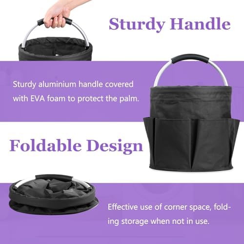 2Pcs Collapsible Cleaning Caddy with Handle, 17L Foldable Cleaning Supply Cad...